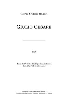 Partition complète, Giulio Cesare en Egitto par George Frideric Handel