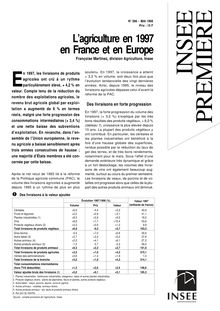 L agriculture en 1997 en France et en Europe