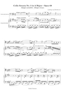 Partition , Adagio cantabile - Allegro vivace, violoncelle Sonata No.3 par Ludwig van Beethoven