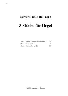 Partition Title (page 1), 3 Stücke für Orgel, Hoffmann, Norbert Rudolf