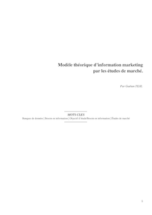 Le modèle théorique d’information marketing par les études de marché de Gaétan Teje