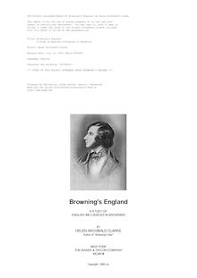 Browning s England - A Study in English Influences in Browning
