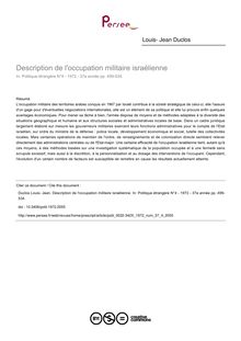 Description de l occupation militaire israélienne - article ; n°4 ; vol.37, pg 499-534