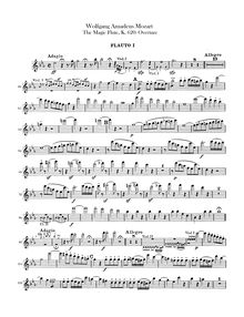 Partition flûte 1, 2, Die Zauberflöte, The Magic Flute, Mozart, Wolfgang Amadeus