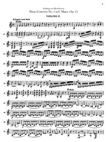 Partition violons II, Piano Concerto No.1, C Major, Beethoven, Ludwig van