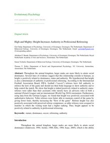 High and mighty: Height increases authority in professional refereeing