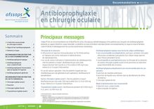 Antibioprophylaxie en chirurgie oculaire : Recommandations de bonne pratique 03/05/2011