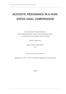 Acoustic resonance in a high-speed axial compressor [Elektronische Ressource] / von Bernd Hellmich