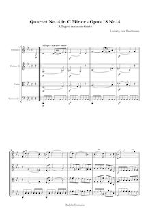 Partition , Allegro ma non tanto, corde quatuor No.4, Op.18/4, C minor