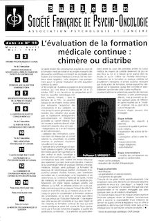 19 Bulletin Société Française de Psycho-Oncologie Mars-Mai 1998