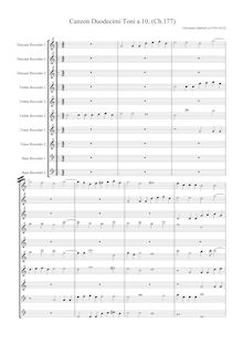 Partition Score en enregistrement  clefs, Canzon Duodecimi Toni a 10