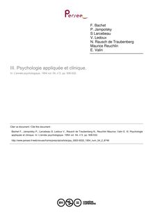 Psychologie appliquée et clinique. - compte-rendu ; n°2 ; vol.54, pg 506-532