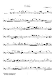 Partition basson 1, Sonate pour 2 Fagotter, Weyse, Christoph Ernst Friedrich