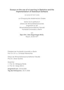 Essays on the use of e-learning in statistics and the implementation of statistical software [Elektronische Ressource] / von Uwe Ziegenhagen