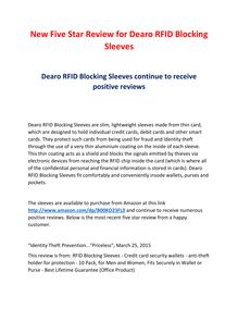 New Five Star Review for Dearo RFID Blocking Sleeves