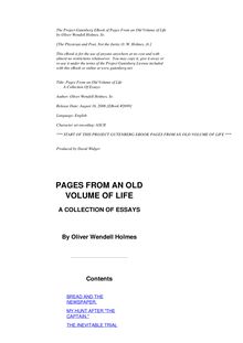 Pages from an Old Volume of Life; a collection of essays, 1857-1881