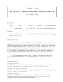 PLAN DE COURS MATH-1063 ANALYSE MATHÉMATIQUE APPLIQUÉE I PRINTEMPS ...
