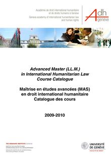 Advanced Master LL M in International Humanitarian Law