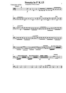 Partition violoncelle (en option) , partie, violon Sonata, Violin Sonata No.8