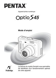 Notice Appareil Photo numériques Pentax  Optio S45