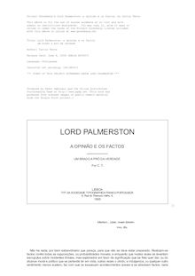 Lord Palmerston: a opinião e os factos - um brado a pró da verdade
