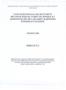 Composition 2008 Externe Officier de Corps Technique et Administratif des Affaires Maritimes
