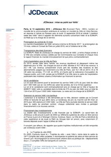 Rapport JCDecaux - le Velib coûte cher à la Ville de Paris