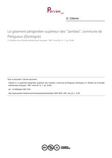Le gisement périgordien supérieur des Jambes, commune de Périgueux (Dordogne) - article ; n°1 ; vol.64, pg 53-68
