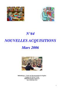 N°64 NOUVELLES ACQUISITIONS Mars 2006