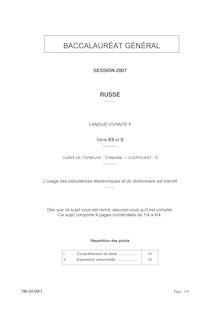 Russe LV1 2007 Sciences Economiques et Sociales Baccalauréat général