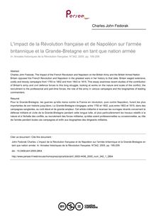 L impact de la Révolution française et de Napoléon sur l armée britannique et la Grande-Bretagne en tant que nation armée - article ; n°1 ; vol.342, pg 195-209
