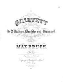 Partition violon 2, corde quatuor No.1, C minor, Bruch, Max par Max Bruch