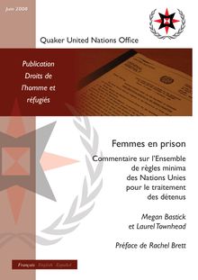 Femmes en prison - Commentaire sur l Ensemble de règles minima des Nations Unies pour le traitement des détenus