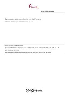 Revue de quelques livres sur la France - article ; n°281 ; vol.50, pg 1-21