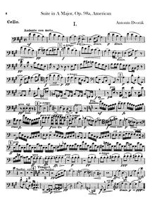 Partition violoncelles, American, A major, Dvořák, Antonín