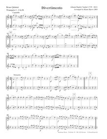 Partition trompette 1/2 en B♭, Divertimento, Vanhal, Johann Baptist