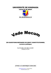 Vade Mecum 200 questions-réponses de Droit constitutionnel
