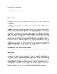 Indignation or insecurity: The influence of mate value on distress in response to infidelity
