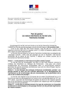 Plan de gestion Les valeurs identitaires du Val de Loire ...