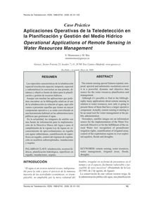 Aplicaciones Operativas de la Teledetección en la Planificación y Gestión del Medio Hídrico (Operational Applications of Remote Sensing in Water Resources Management)