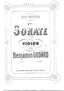 Partition complète, 1st Sonata pour Solo violon, Godard, Benjamin