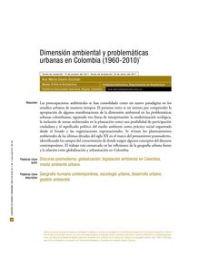 Dimensión ambiental y problemáticas urbanas en Colombia (1960-2010). -/-Environmental dimension and urban problems in Colombia (1960-2010). -/-Dimensão ambiental e problemáticas na Colômbia (1960-2010).