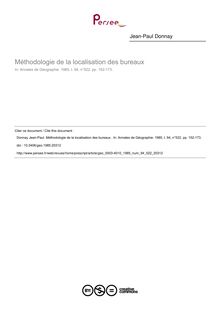 Méthodologie de la localisation des bureaux  - article ; n°522 ; vol.94, pg 152-173