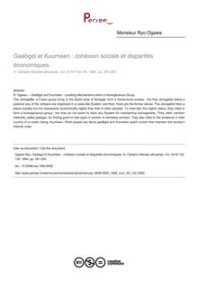 Gaabgol et Kuumeen : cohésion sociale et disparités économiques. - article ; n°133 ; vol.34, pg 281-293