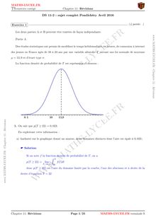 Correction sujet BAC S maths PONDICHÉRY 2016 (avril 2016)