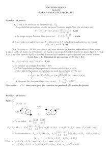 Corrigé mathématiques (spécialité) bac ES (2017)