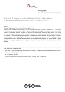 Lukians Podagra und die Beichtinschriften Kleinasiens - article ; n°1 ; vol.6, pg 131-145