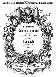 Partition violon 2, Sonata a 4, Fasch, Johann Friedrich