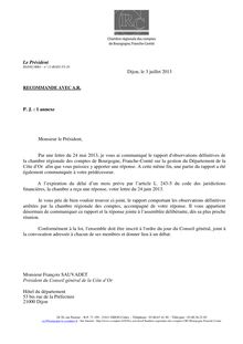 Rapport Cour des Comptes 2013  : Département de la Côte d Or 