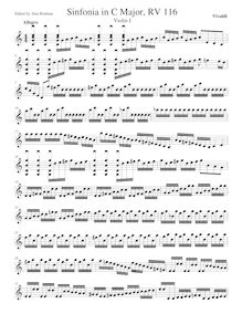 Partition violon I, Sinfonia en C major, C major, Vivaldi, Antonio